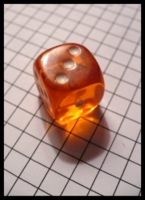Dice : Dice - 6D - Single Orange Clear with White Pips Pillow Shape